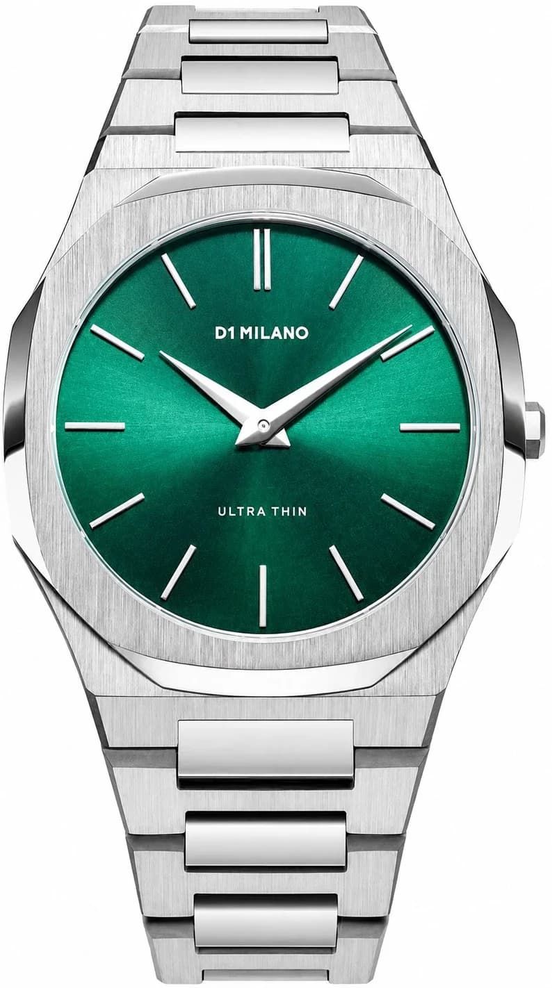 Garde-temps D1 Milano UTBJ37 pour homme, cadran vert et bracelet en acier