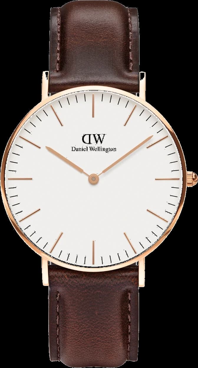 Garde-temps Daniel Wellington DW00100039 pour unisexe, au cadran blanc et bracelet cuir marron