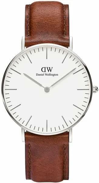 Garde-temps Daniel Wellington DW00100052 pour unisexe, cadran blanc, bracelet cuir marron
