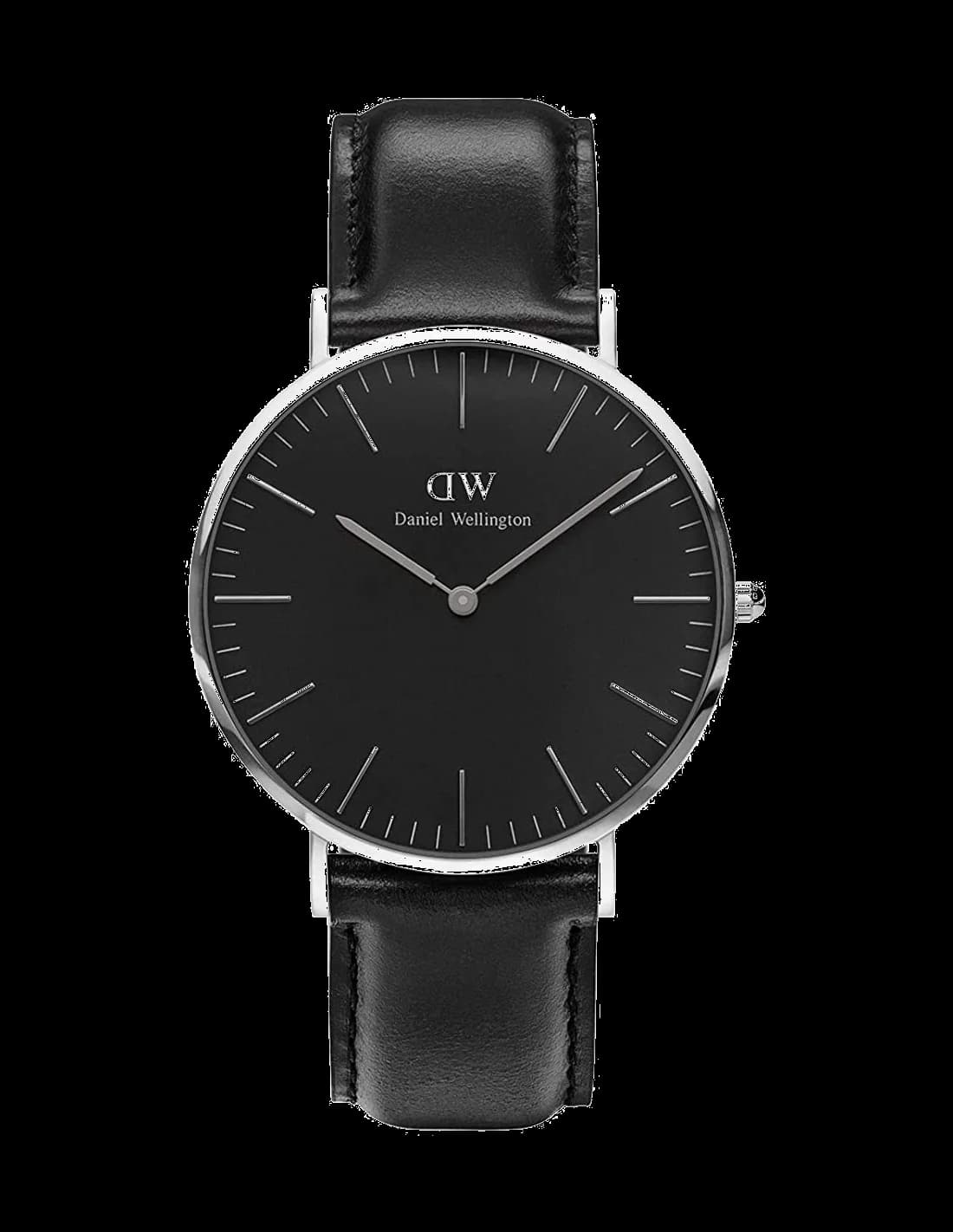 Garde-temps Daniel Wellington DW00100133 pour homme, cadran noir, bracelet cuir