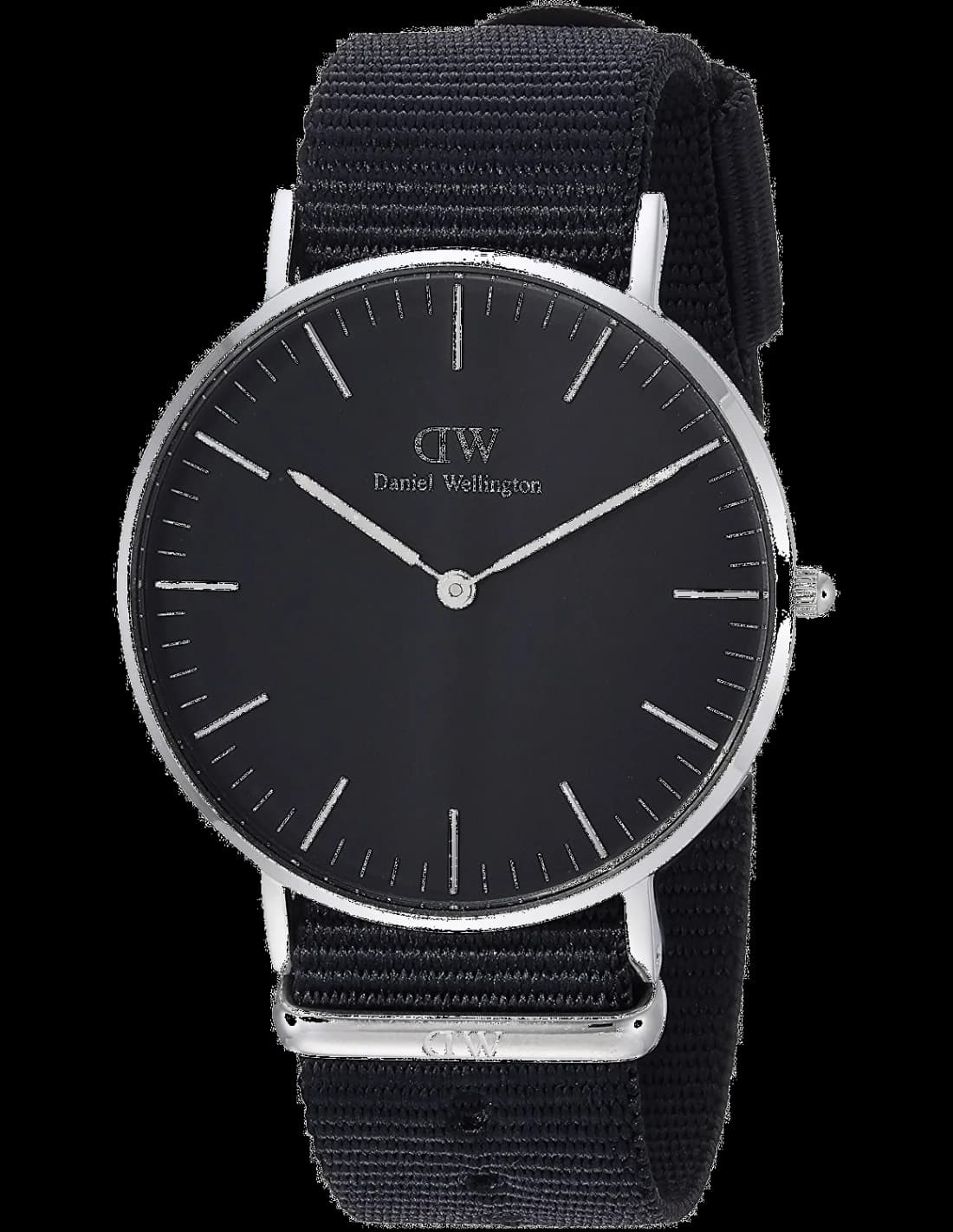 Garde-temps Daniel Wellington DW00100151 pour femme, cadran noir, bracelet nylon