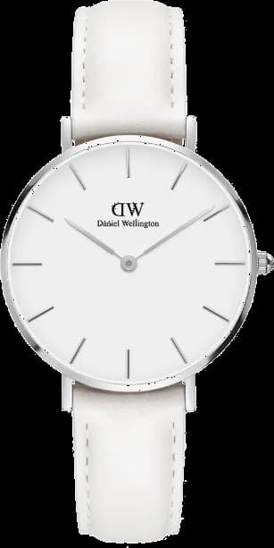 Garde-temps Daniel Wellington DW00100190 pour femme, cadran blanc bracelet cuir blanc 32mm