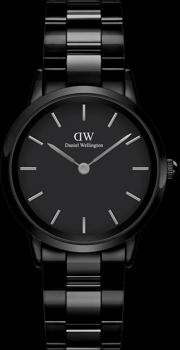 Garde-temps Daniel Wellington DW00100414 pour femme, cadran noir, bracelet acier argenté