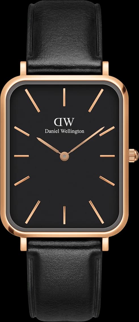 Garde-temps Daniel Wellington DW00100449 pour femme, cadran noir et bracelet cuir noir
