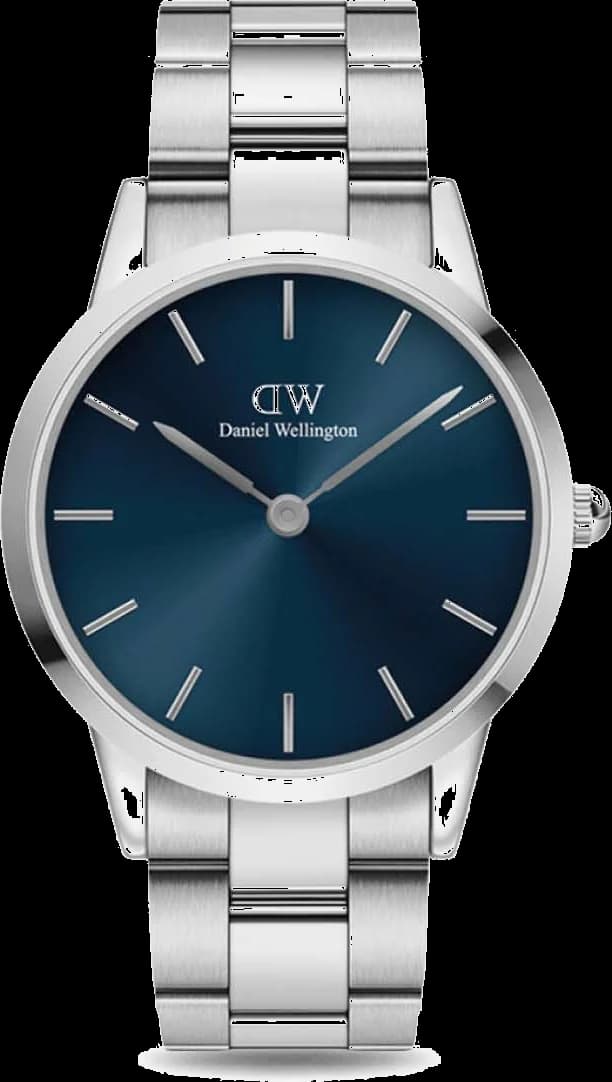 Garde-temps Daniel Wellington DW00100459 pour femme, cadran bleu, bracelet acier poli