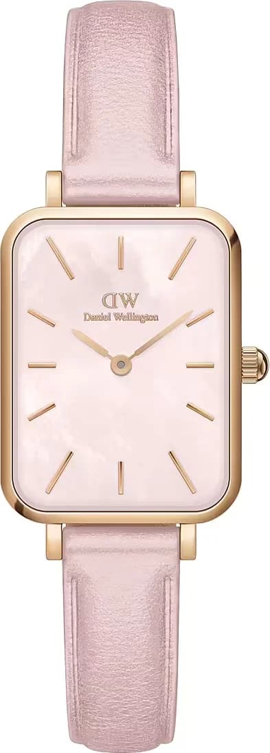 Garde-temps Daniel Wellington DW00100636 pour femme, cadran rose nacre, bracelet cuir marron