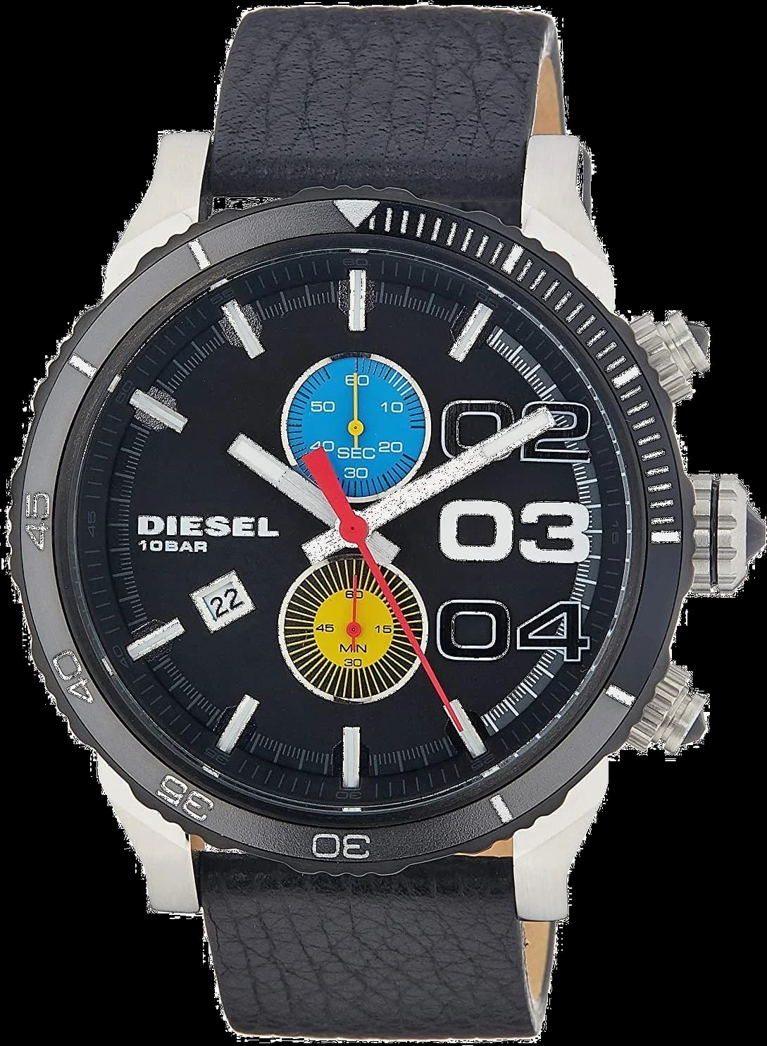 Garde-temps Diesel DZ4331 pour homme, cadran multicolore, bracelet cuir, style imposant