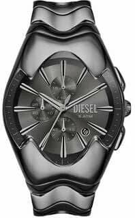 Garde-temps Diesel DZ4682 pour unisexe, cadran noir multifonction, bracelet acier