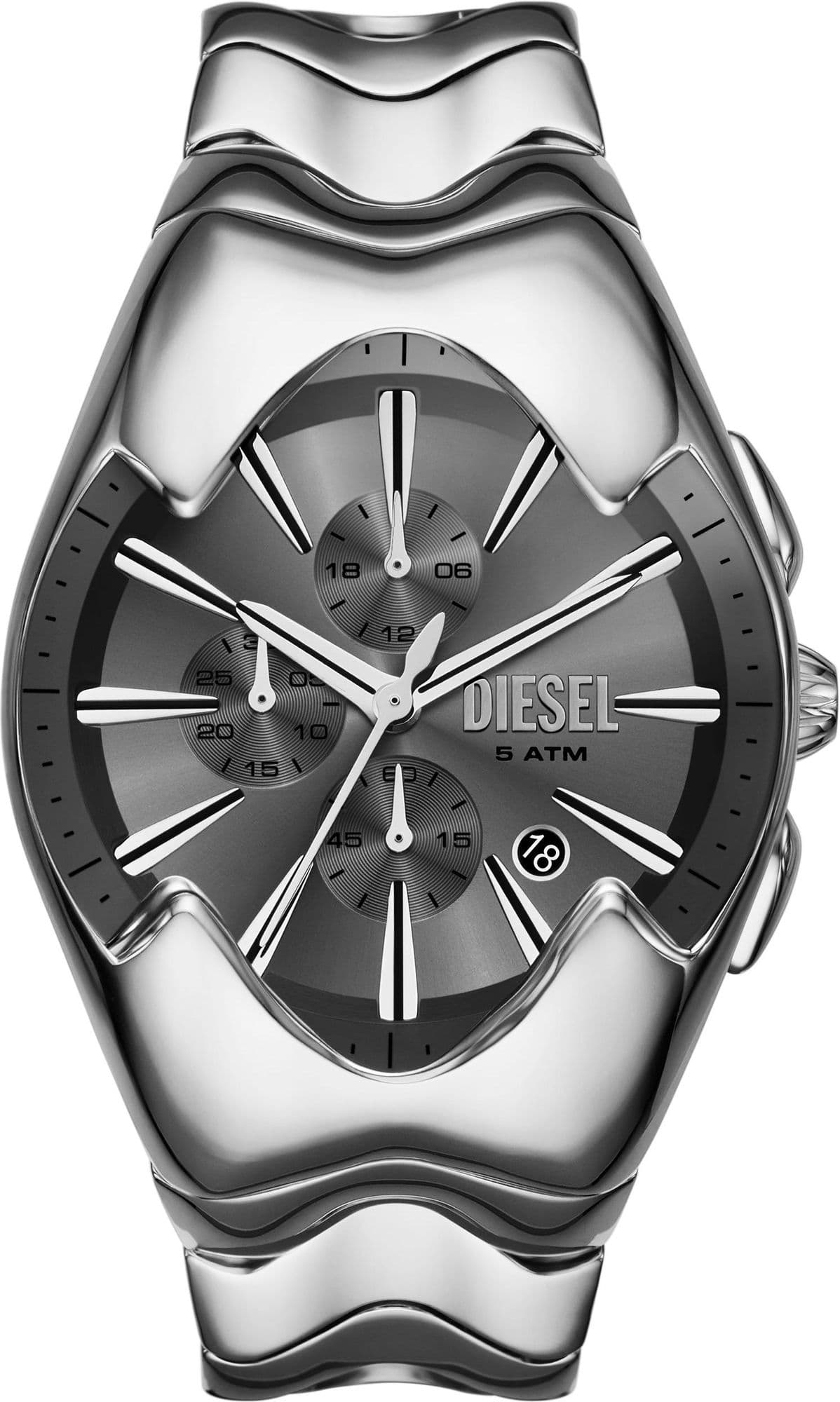 Garde-temps Diesel DZ4683 pour unisexe, cadran gris multifonction, bracelet acier