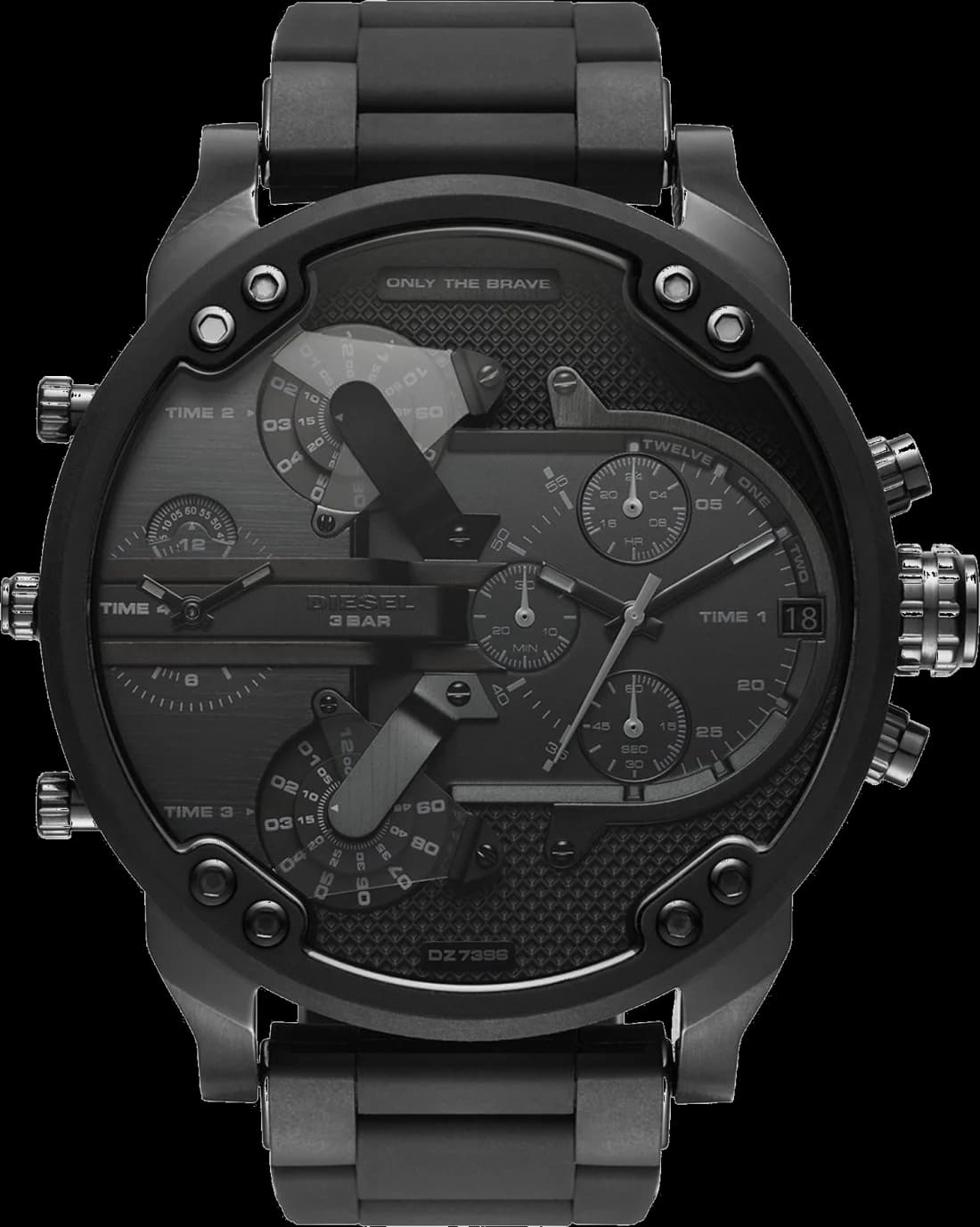 Garde-temps Diesel DZ7396 pour homme, cadran noir, bracelet acier