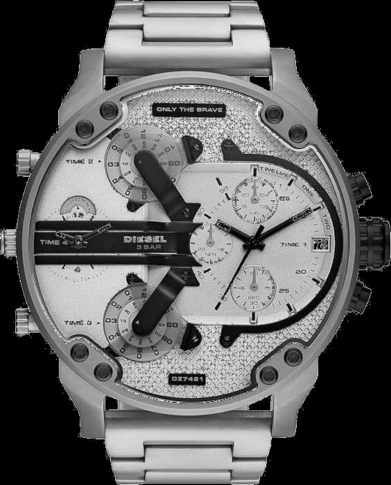 Garde-temps Diesel DZ7421 pour homme, cadran gris et boîtier noir surdimensionné