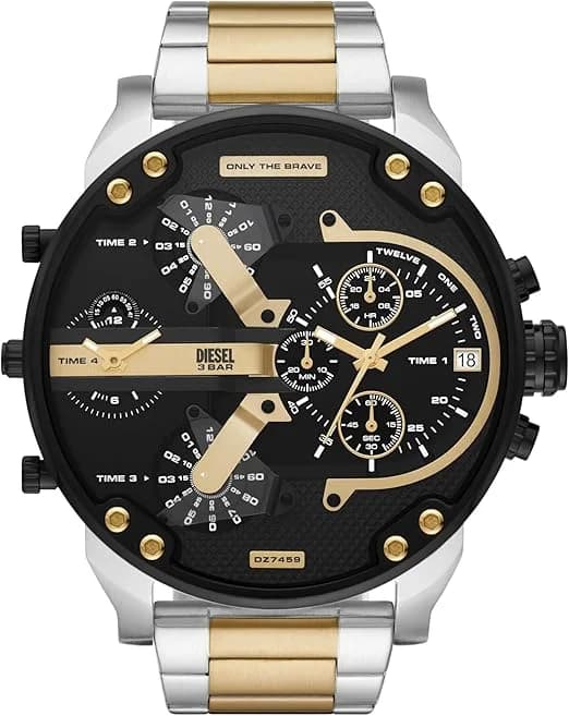 Garde-temps Diesel DZ7459 pour homme, cadran noir, acier noir