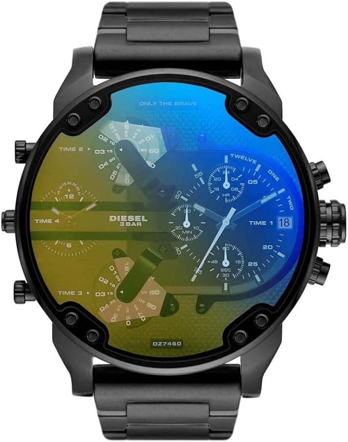 Garde-temps Diesel DZ7460 pour homme, cadran noir, acier noir