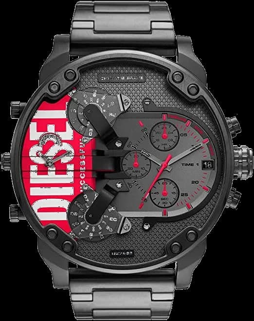 Garde-temps Diesel DZ7463 pour homme, cadran gris sur bracelet acier