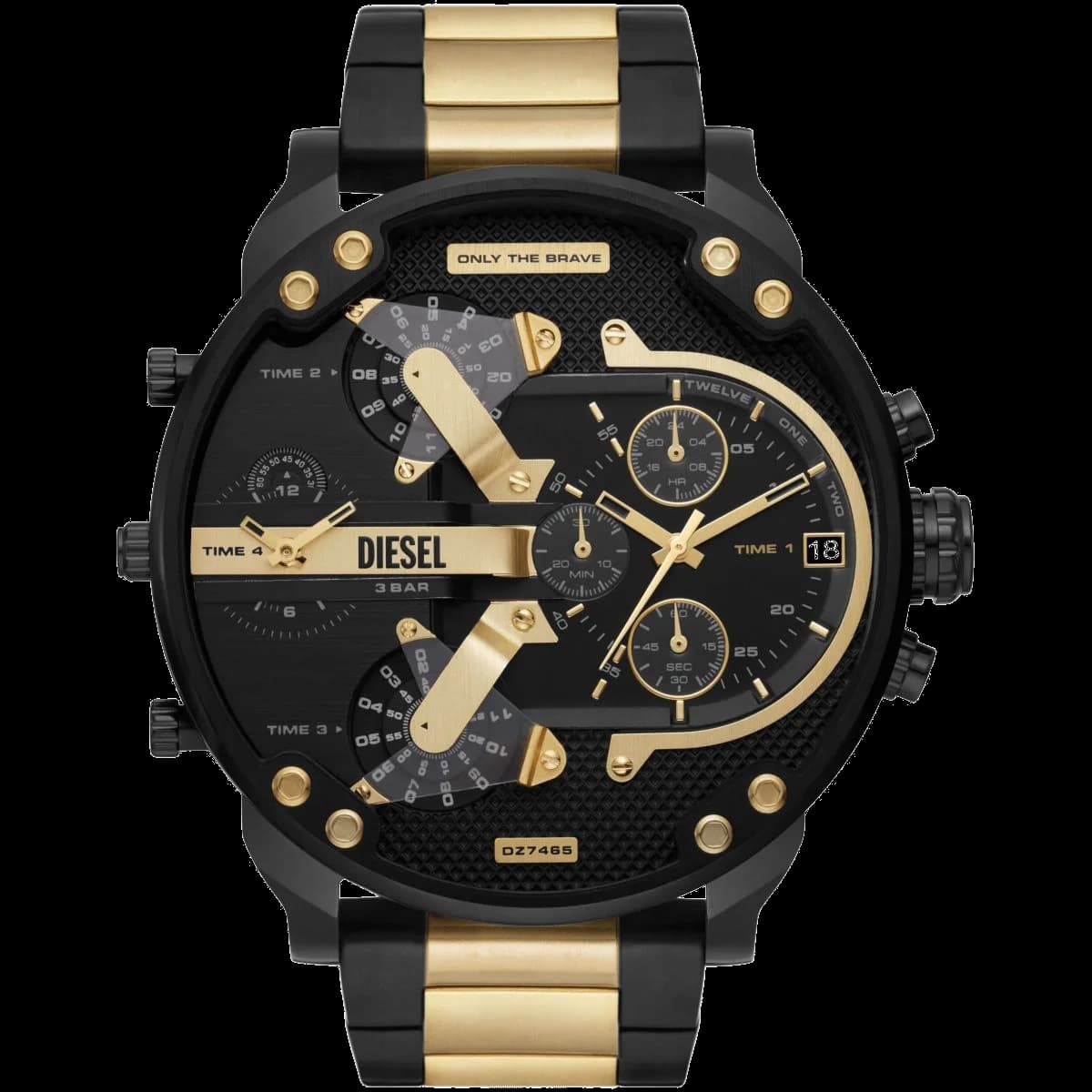 Garde-temps Diesel DZ7465 pour homme, cadran noir multifonctions acier