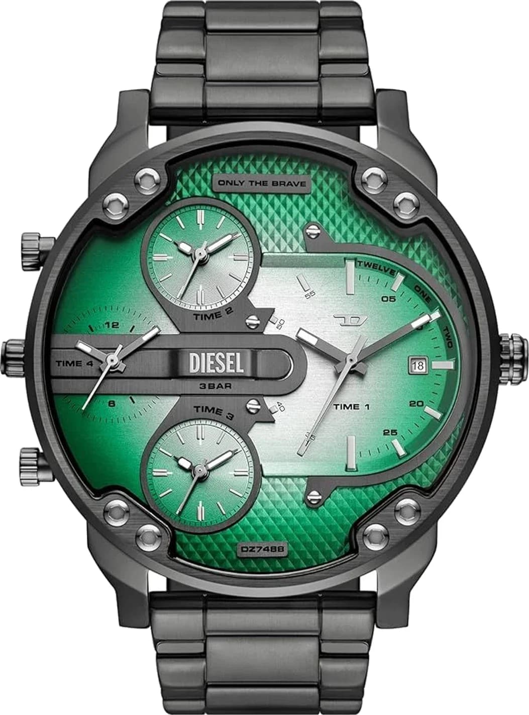 Garde-temps Diesel DZ7488 pour homme, cadran vert et bracelet acier pour homme