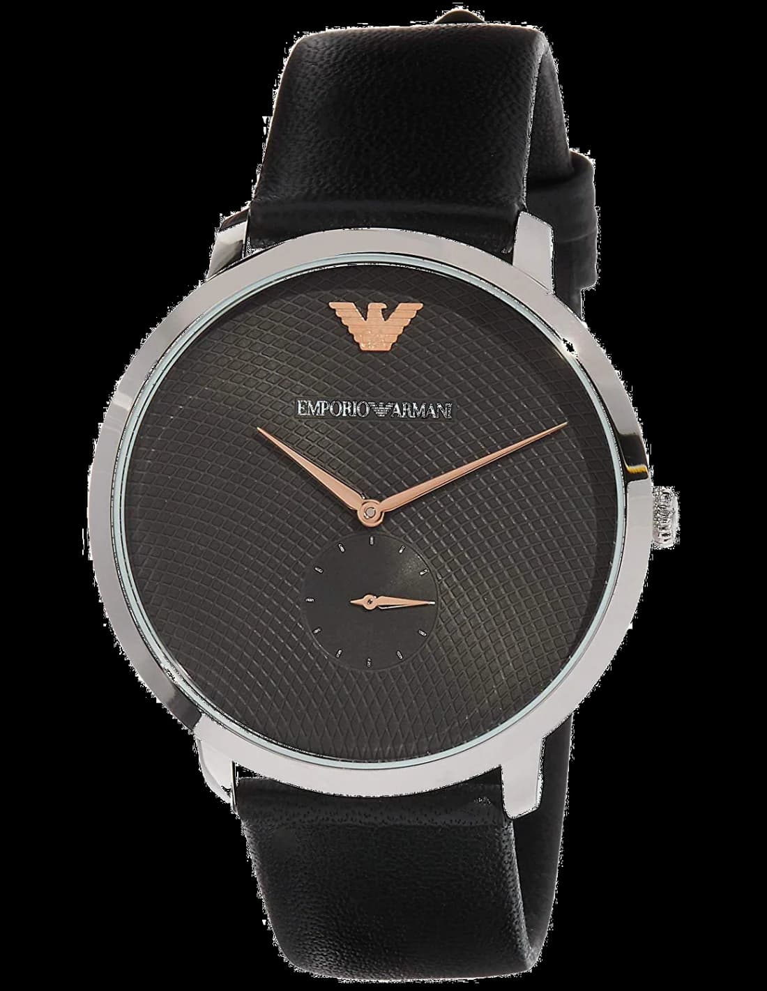 Garde-temps Emporio Armani AR11162 pour homme, cadran noir, bracelet cuir noir