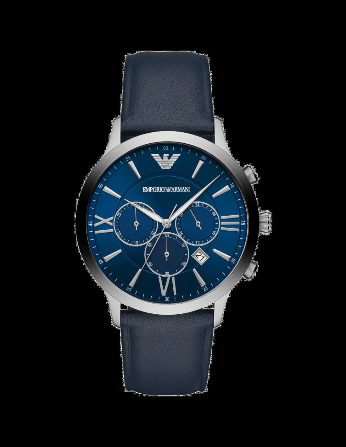 Garde-temps Emporio Armani AR11226 pour homme, chronographe au cadran bleu et bracelet cuir
