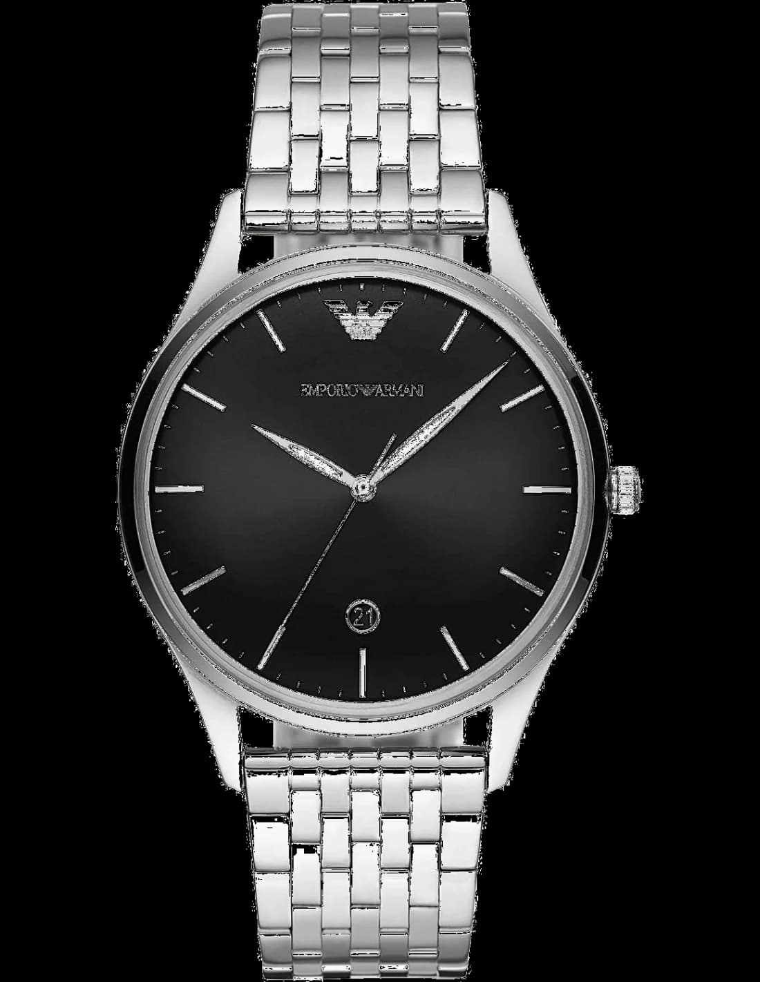 Garde-temps Emporio Armani AR11286 pour homme, cadran noir, bracelet acier, design moderne