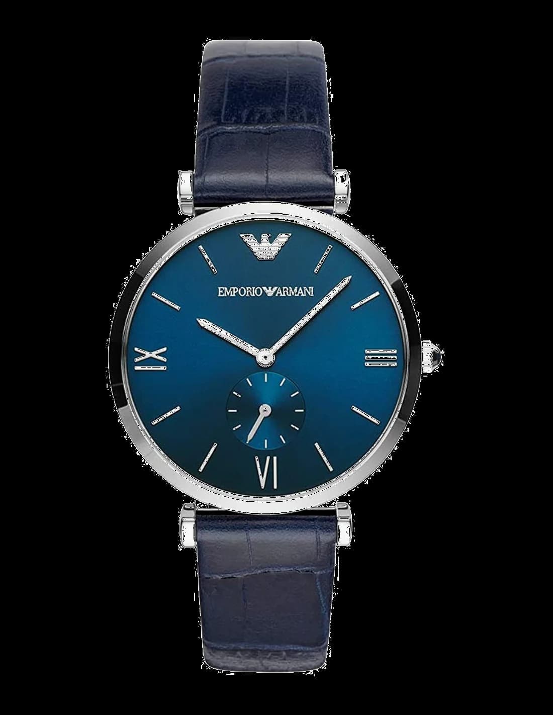 Garde-temps Emporio Armani AR11300 pour homme, cadran bleu bracelet cuir marine
