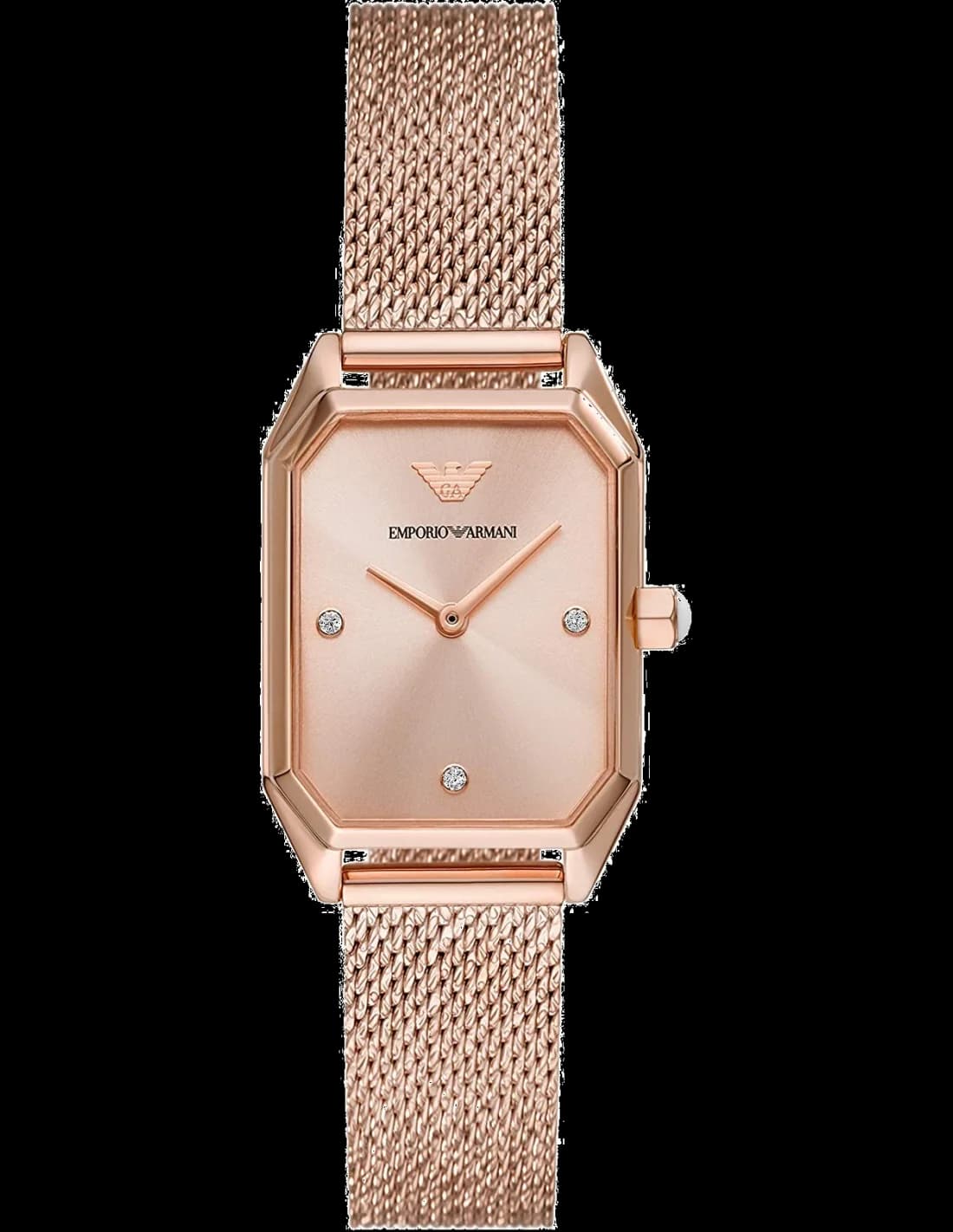 Garde-temps Emporio Armani AR11347 pour femme, au cadran or rose et maille milanaise