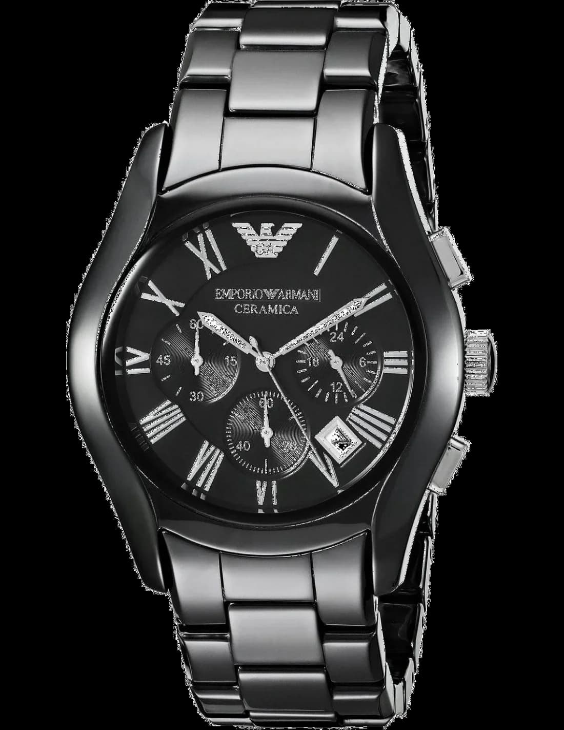 Garde-temps Emporio Armani AR1400 pour homme, au cadran noir et bracelet céramique noir