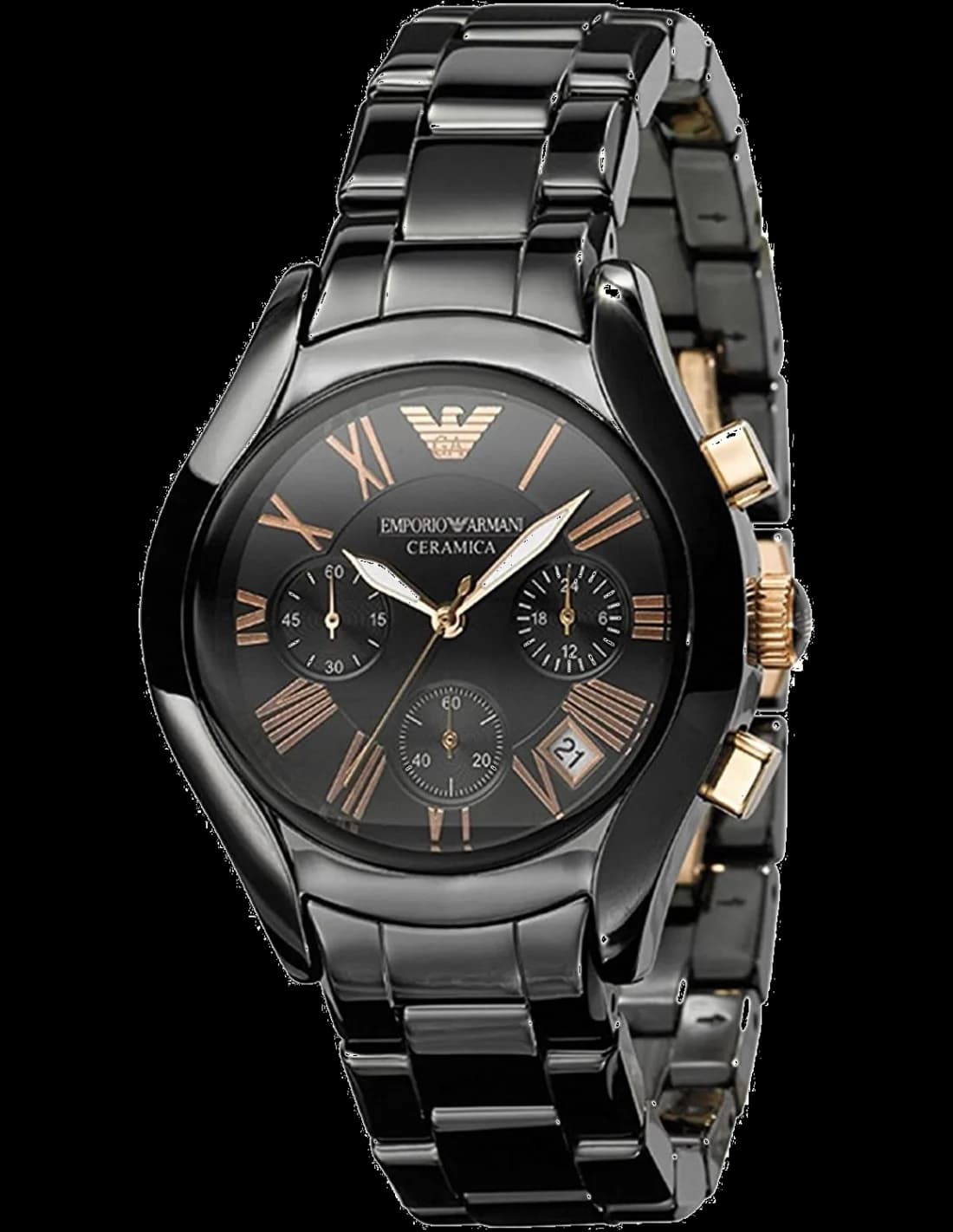 Garde-temps Emporio Armani AR1411 pour unisexe, cadran noir céramique satiné