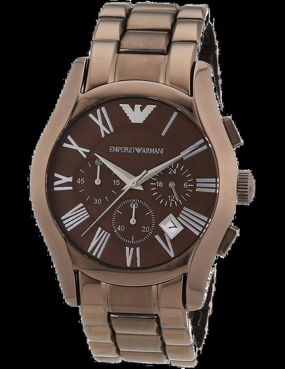 Garde-temps Emporio Armani AR1610 pour homme, cadran marron, bracelet acier chronographe
