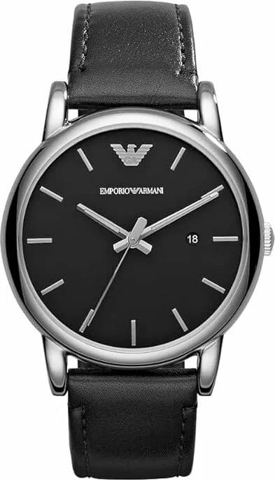 Garde-temps Emporio Armani AR1732 pour homme, cadran noir, bracelet cuir noir