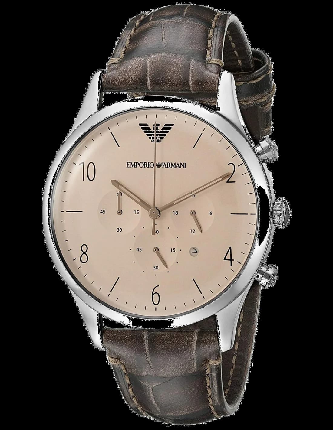 Garde-temps Emporio Armani AR1878 pour homme, cadran marron chic, bracelet cuir