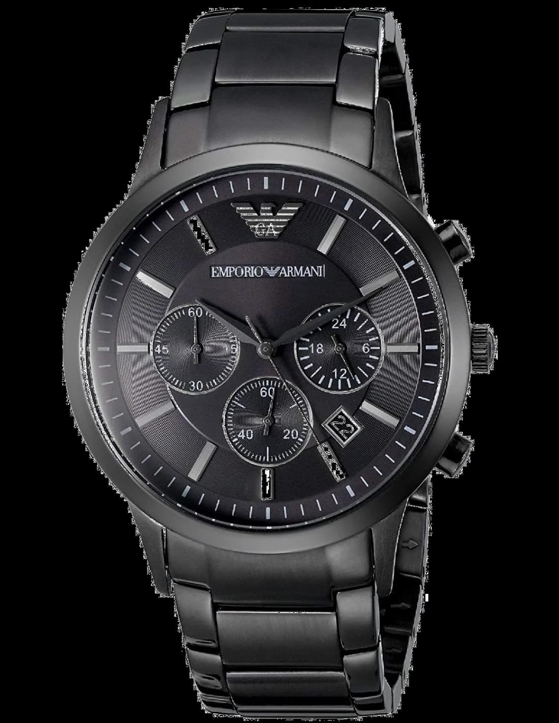 Garde-temps Emporio Armani AR2453 pour homme, cadran noir, bracelet acier élégante