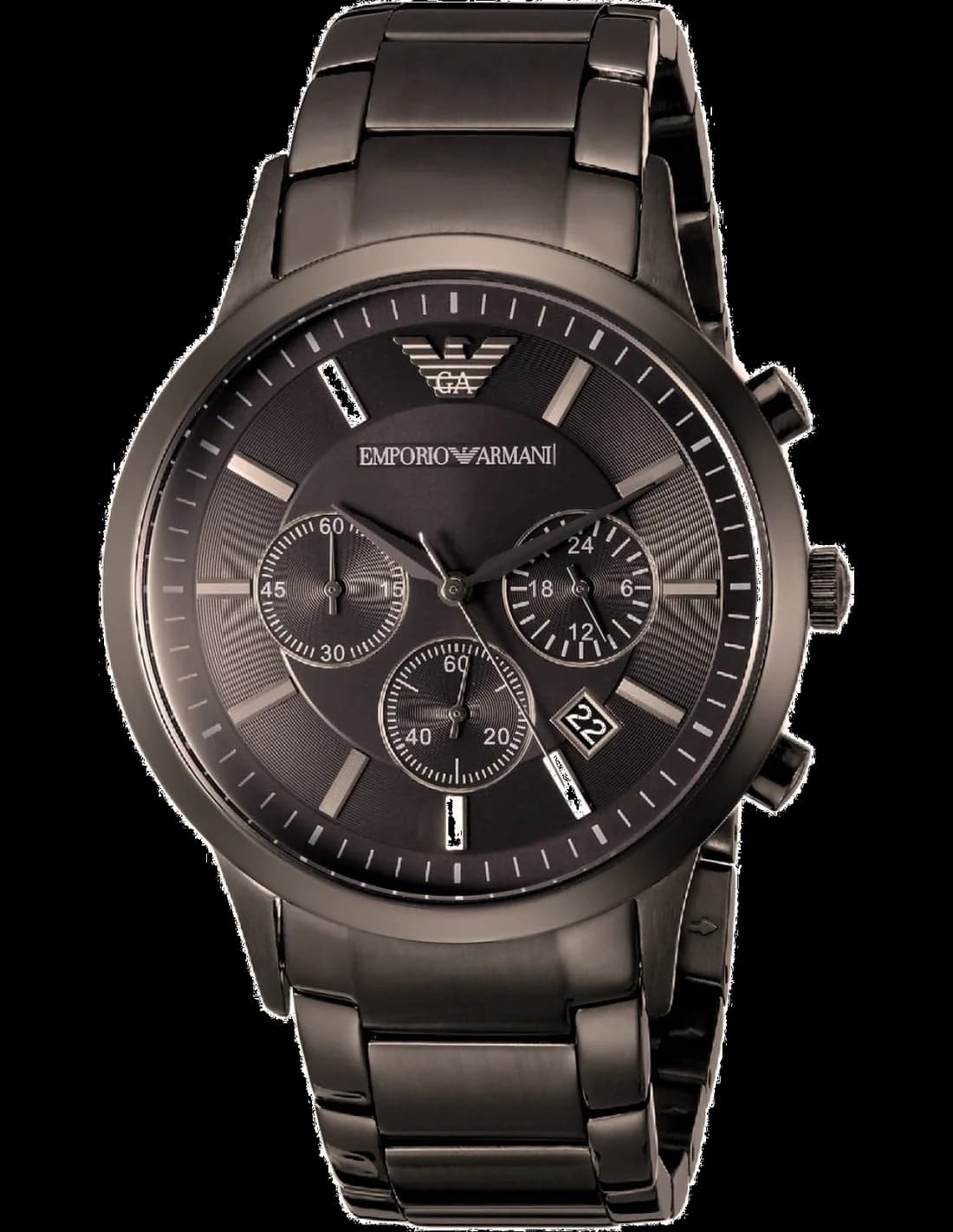 Garde-temps Emporio Armani AR2454 pour homme, cadran marron avec bracelet acier