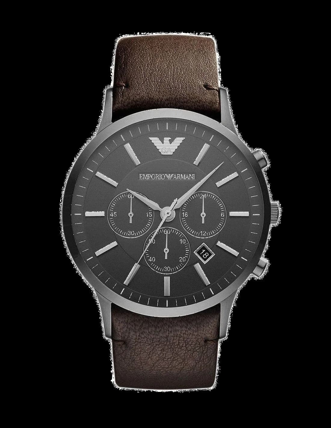 Garde-temps Emporio Armani AR2462 pour homme, au cadran marron et bracelet cuir