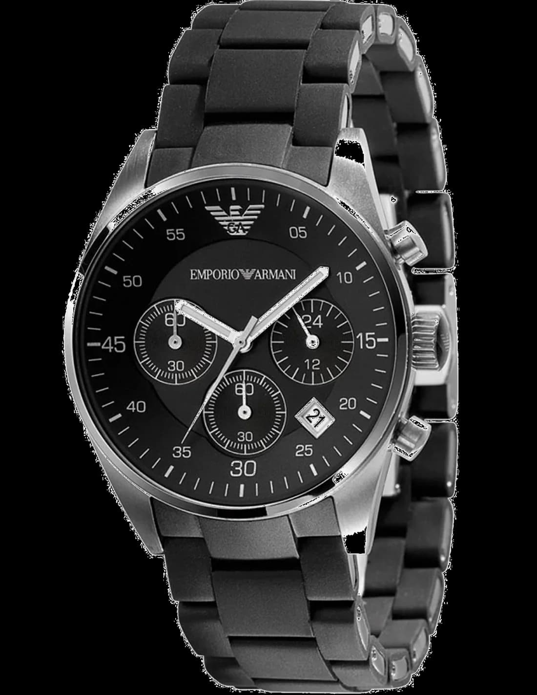Garde-temps Emporio Armani AR5868 pour homme, cadran noir mat, bracelet silicone noir