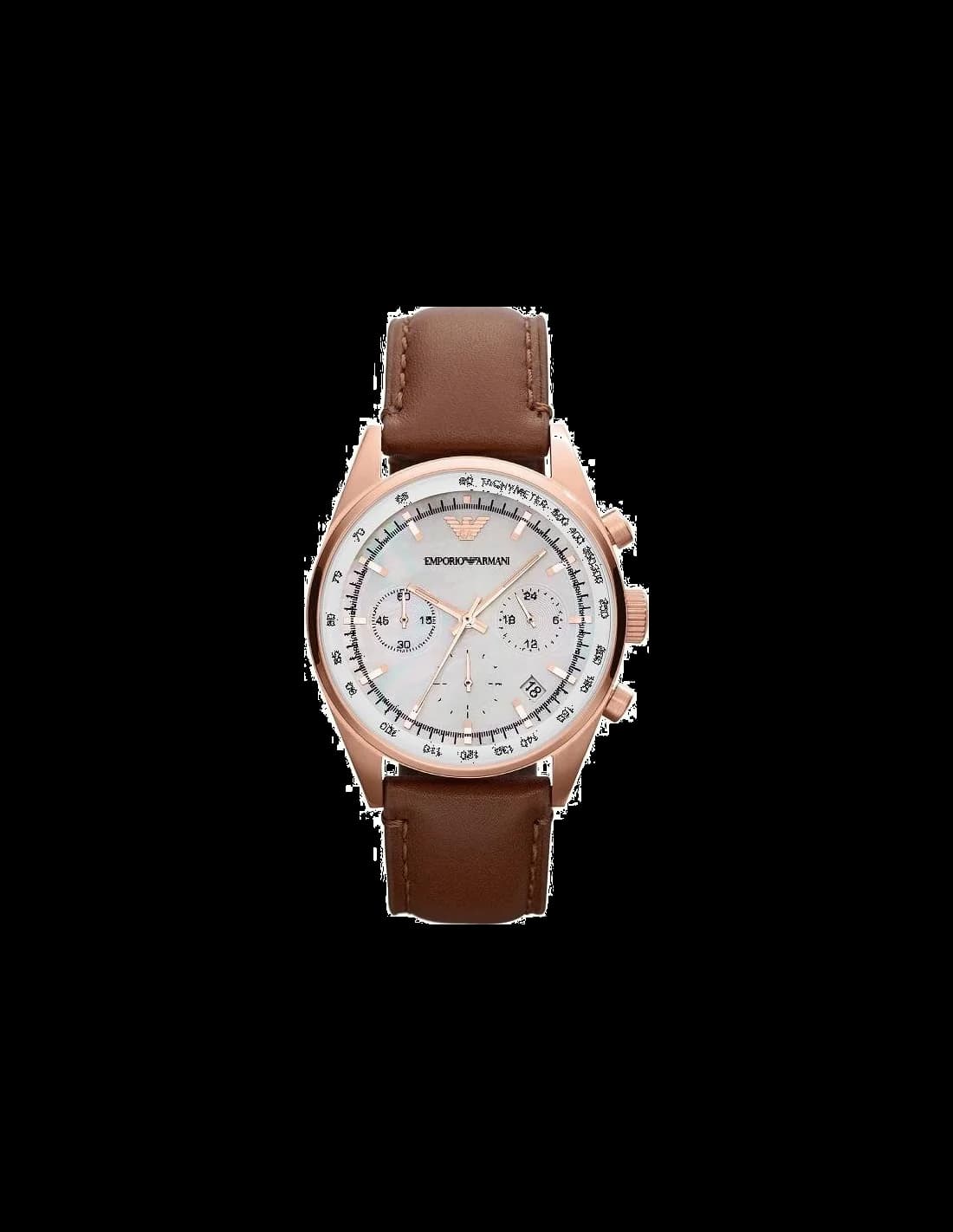 Garde-temps Emporio Armani AR5996 pour femme, cadran nacre et bracelet cuir baguette