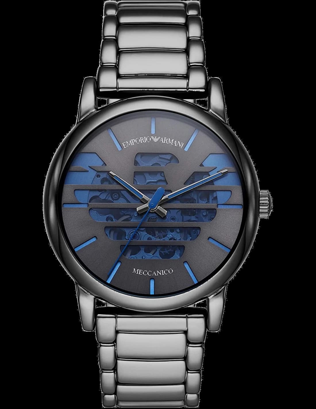 Garde-temps Emporio Armani AR60029 pour homme, mécanique squelette, cadran gris acier