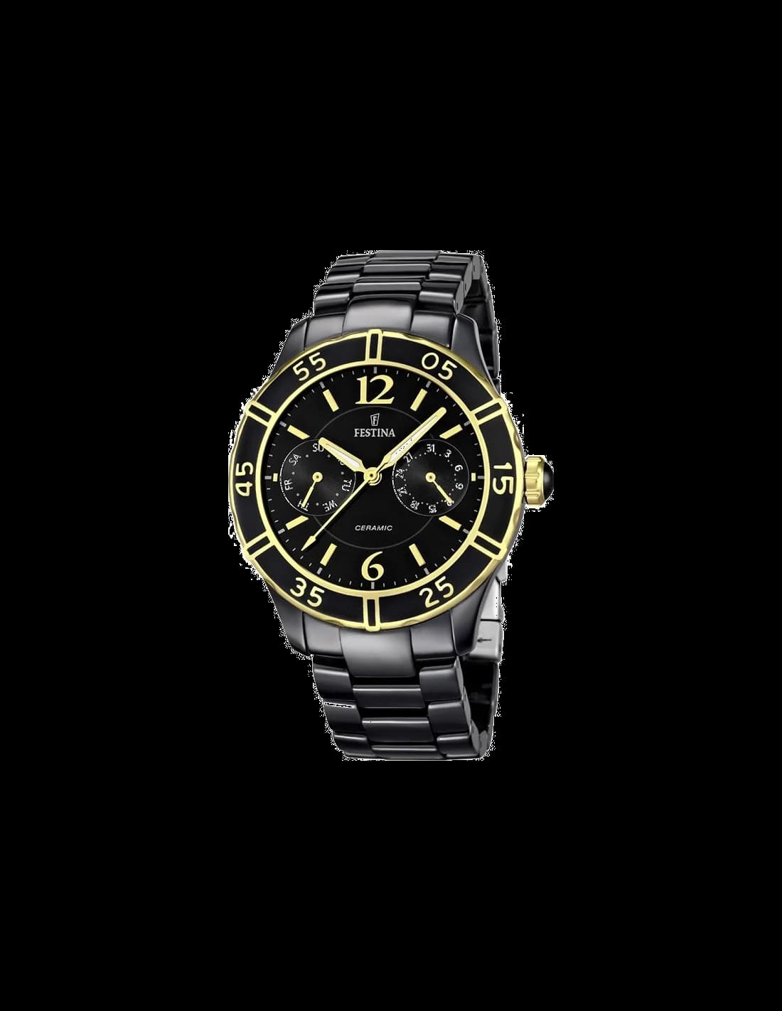 Garde-temps Festina F16634/2 pour femme, ceramique noire cadran noir