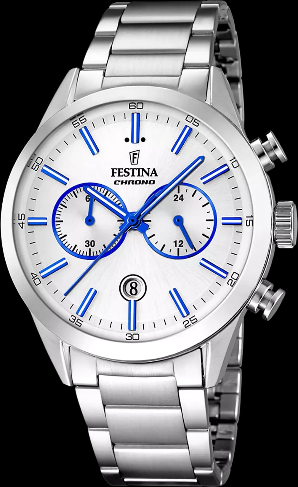Garde-temps Festina F16826/A pour homme, au cadran argenté sur acier