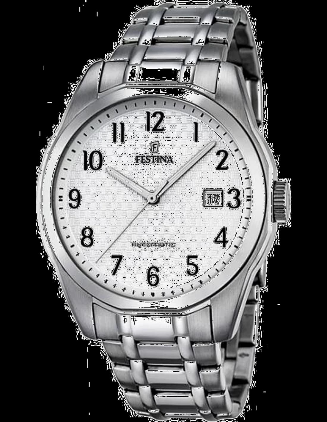 Garde-temps Festina F16884/1 pour homme, cadran blanc, boîtier et bracelet acier argent