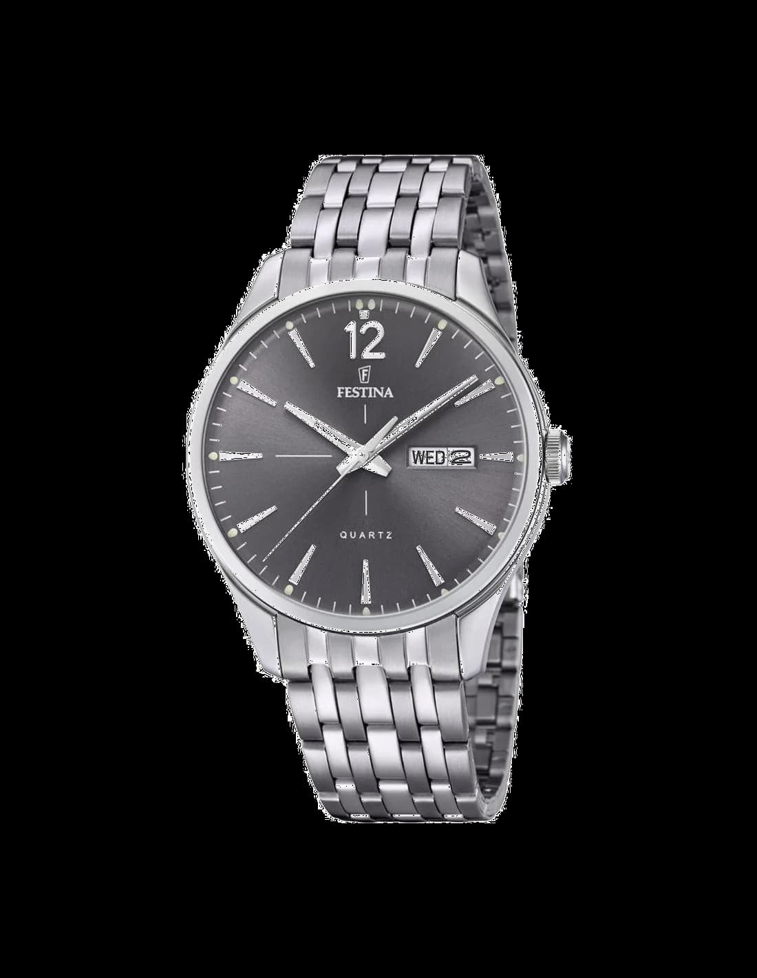 Garde-temps Festina F20204/2 pour homme, cadran gris, bracelet acier argenté, finition métallique