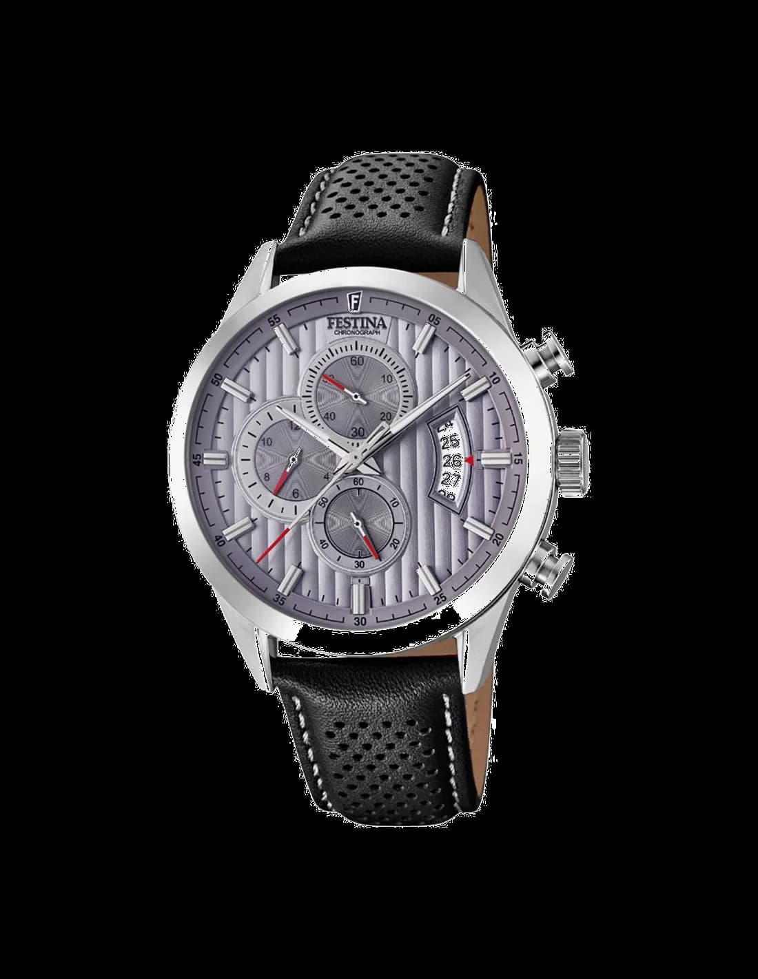 Garde-temps Festina F20271/3 pour homme, cadran gris, bracelet cuir, style sport