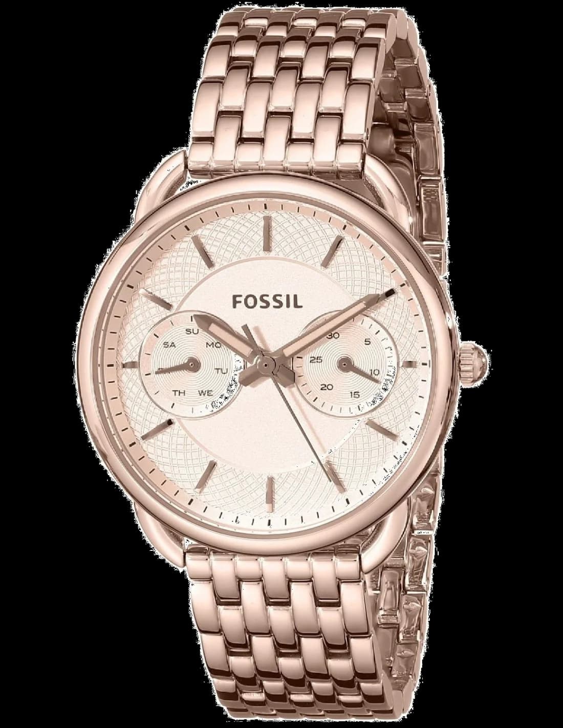Garde-temps Fossil ES3713 pour femme, au cadran or rose et bracelet acier maillons fins