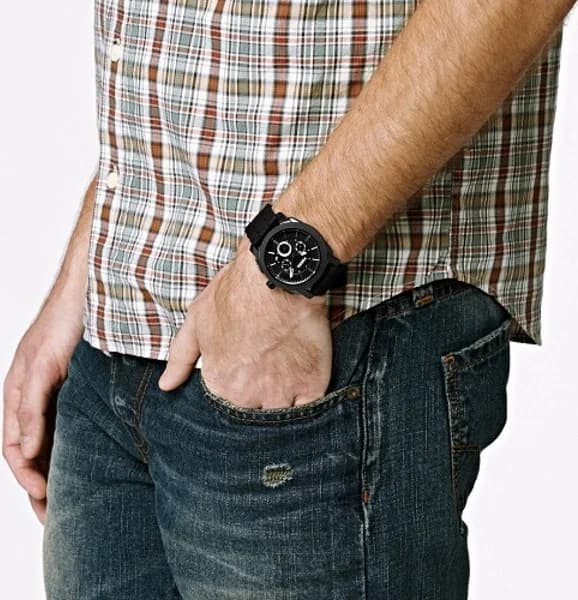 Zoom sur le cadran noir du Fossil FS4487