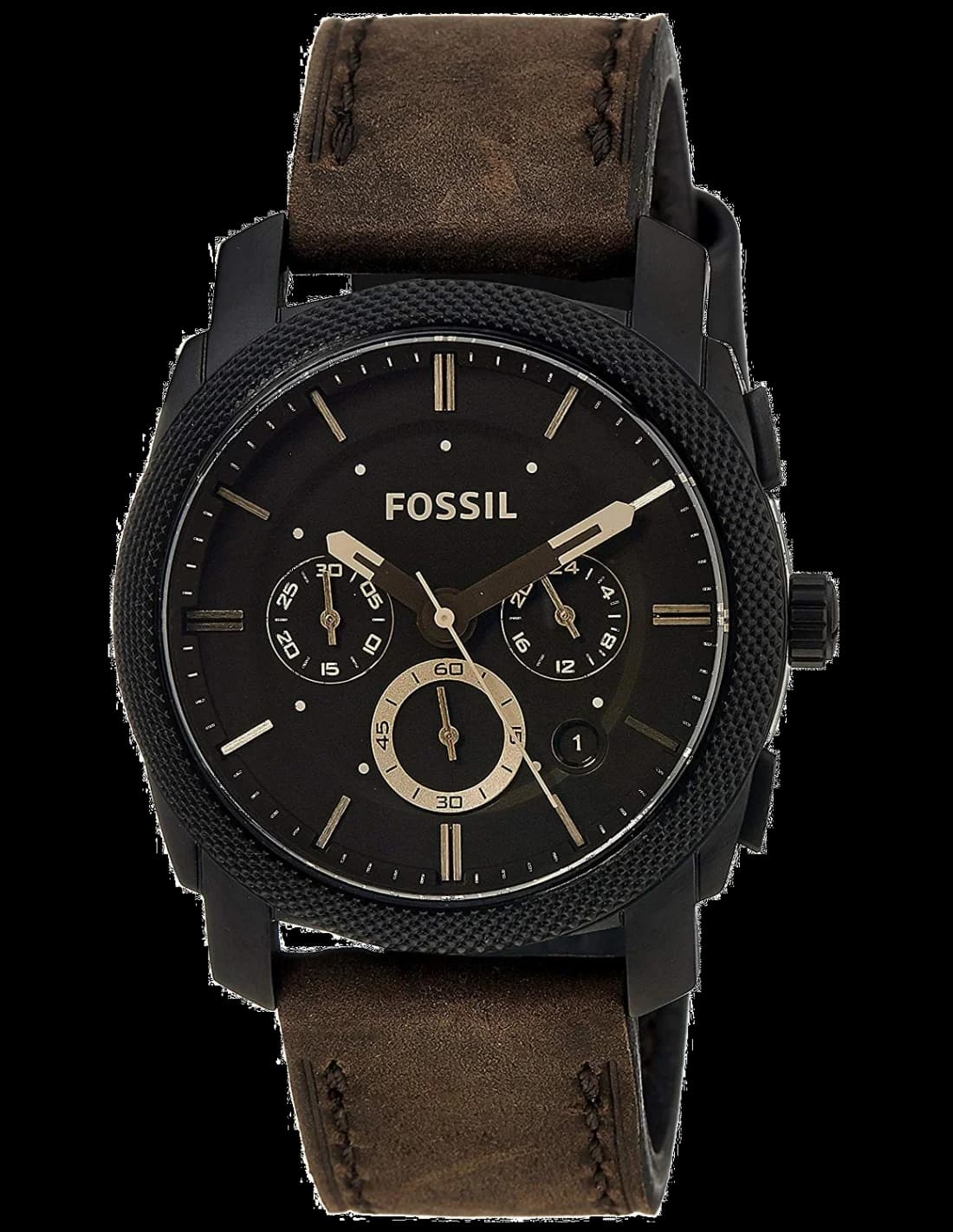 Garde-temps Fossil FS4656 pour homme, bracelet cuir marron, cadran assorti