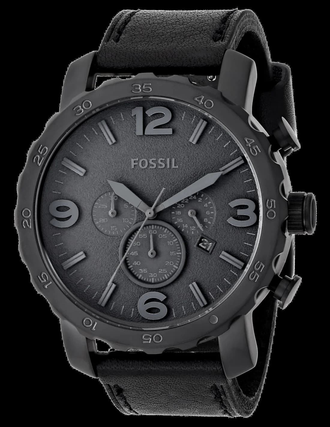 Garde-temps Fossil JR1354 pour homme, chronomètre gunmetal et cuir noir