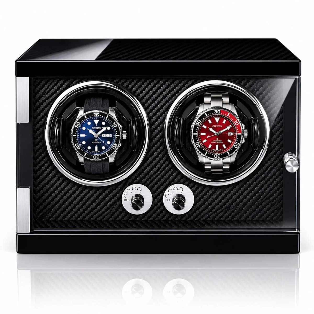 Garde-temps Gasmann 260520-32, noir laqué fibre de carbone 2 montres