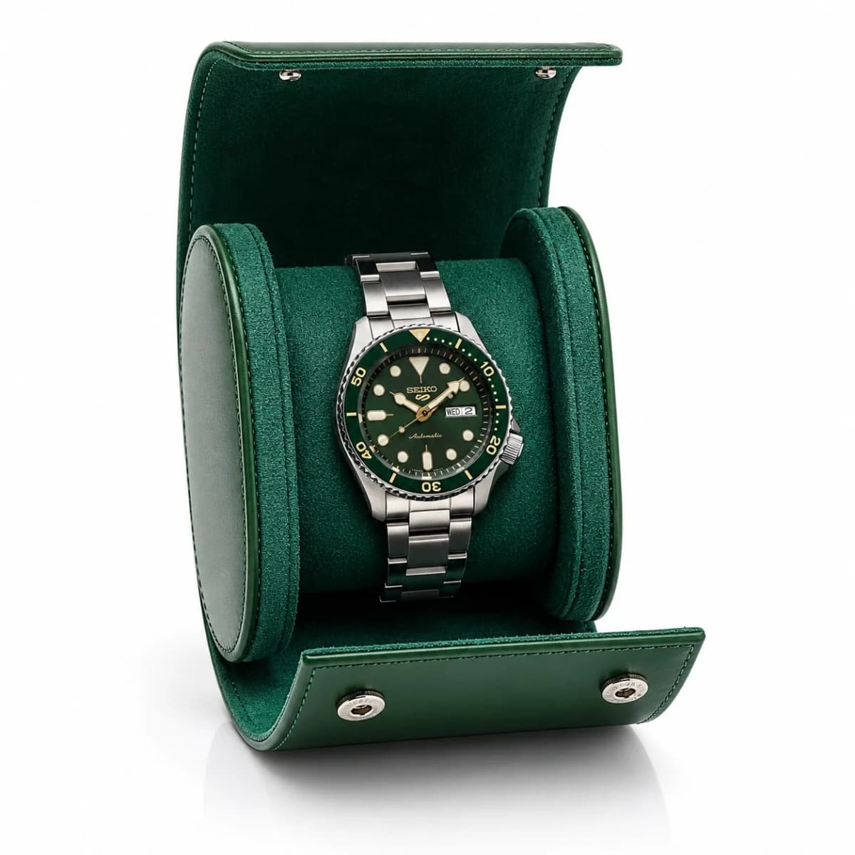 Garde-temps Gasmann 260527-07, étui voyage rabat pour 1 montre en cuir vert