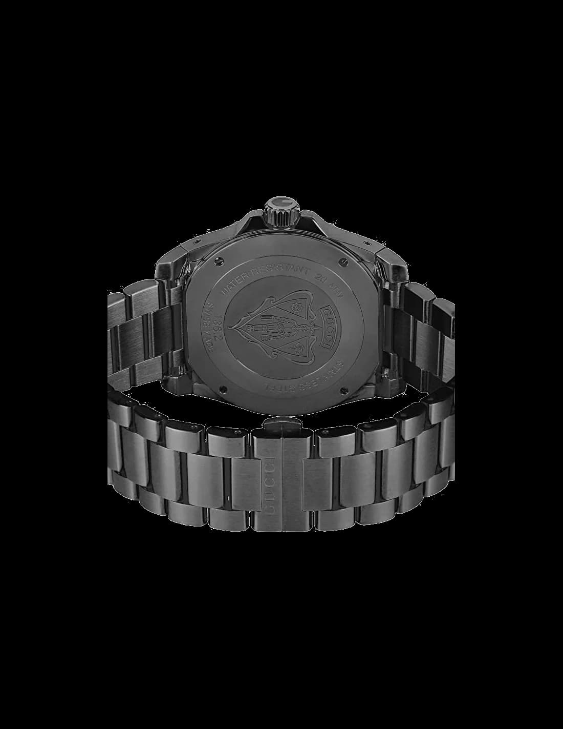 Zoom sur le cadran noir du Gucci YA136213