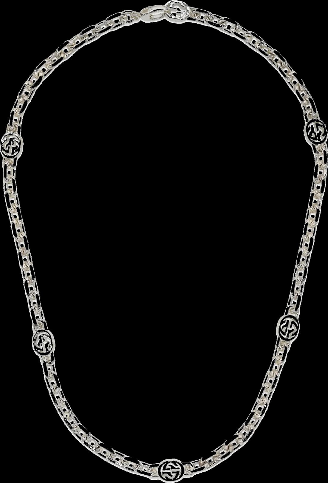Collier Gucci en argent 925 avec chaîne et détail GG enlacés