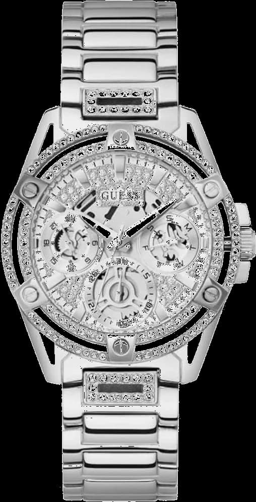 Garde-temps Guess GW0464L1 pour femme, cadran argent avec cristaux